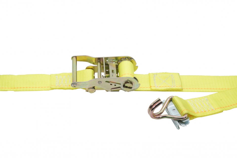 Logistic Strap With Ratchet Buckle & Spring Loaded Fittings / Wire Hooks